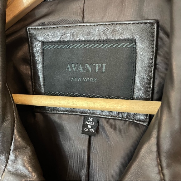 Avanti Genuine Leather Jacket Womens M Dark Brown Full Zip Fitted Design Biker - Picture 5 of 13